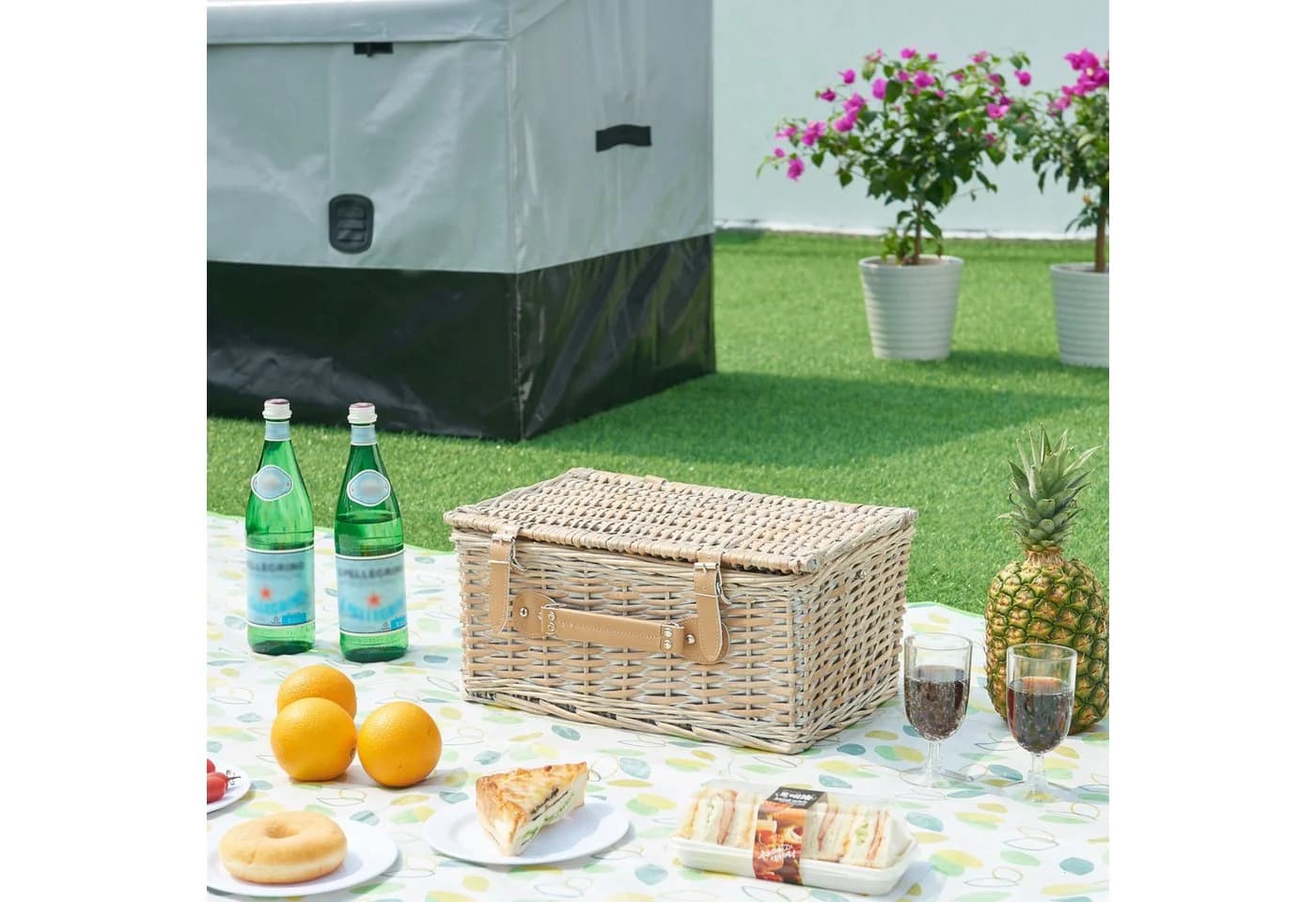 casa.pro Picknickkorb Komplett-Set Lumparland Weiß/Blau - Bild 3