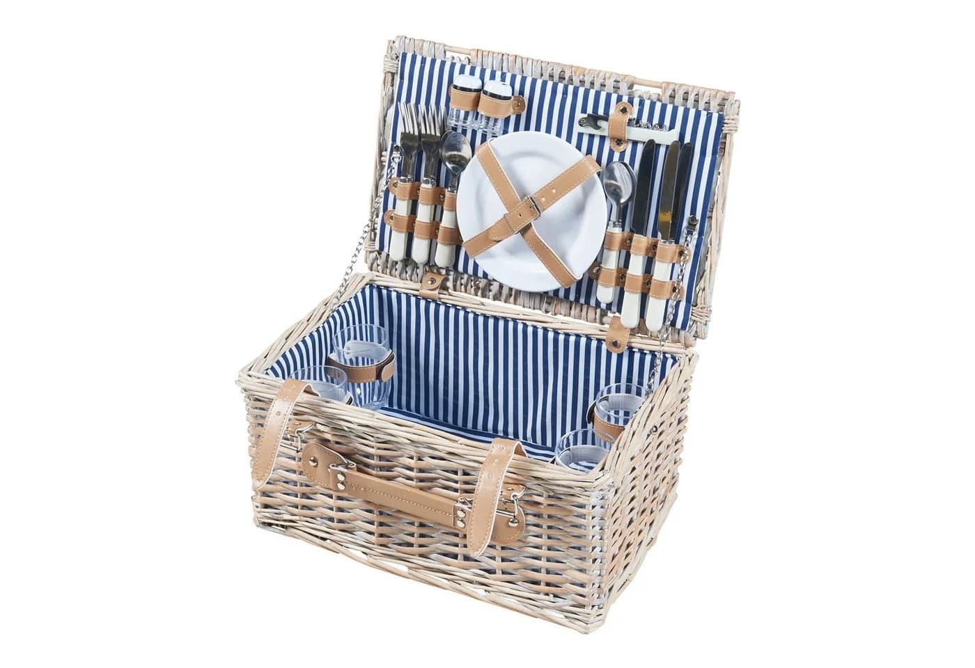 casa.pro Picknickkorb Komplett-Set Lumparland Weiß/Blau - Bild 4