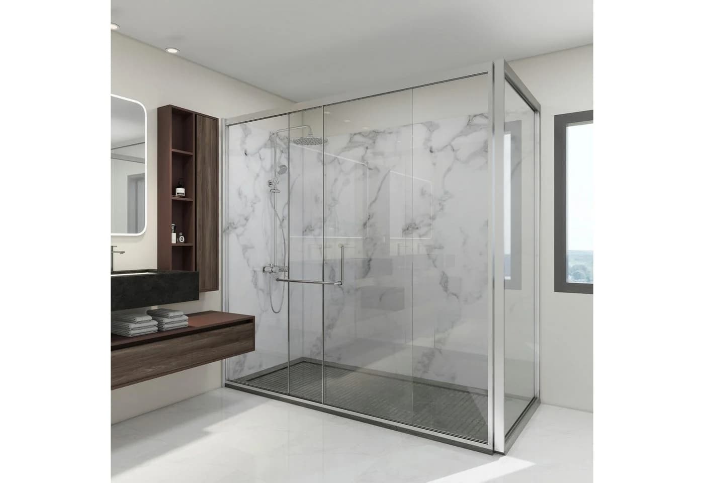neu.haus Wandpaneel Set 4-tlg. Duschrückwand White Marble PVC - Bild 2