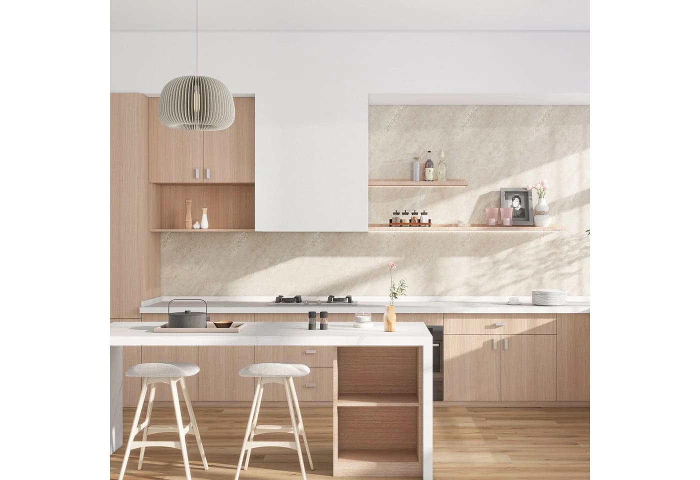 neu.haus Duschrückwand 4-tlg. Wandpaneel Bladel 4er Set 120 x 60 cm Cream Stone - Bild 4