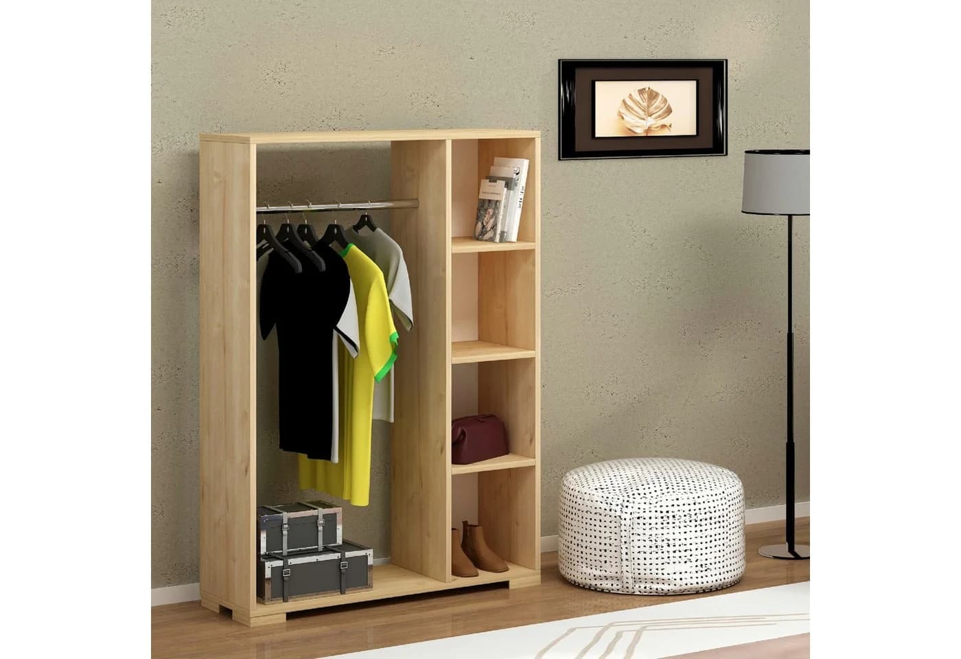 en.casa Kleiderschrank Nesbyen mit Garderobenstange Eiche-Optik - Bild 2