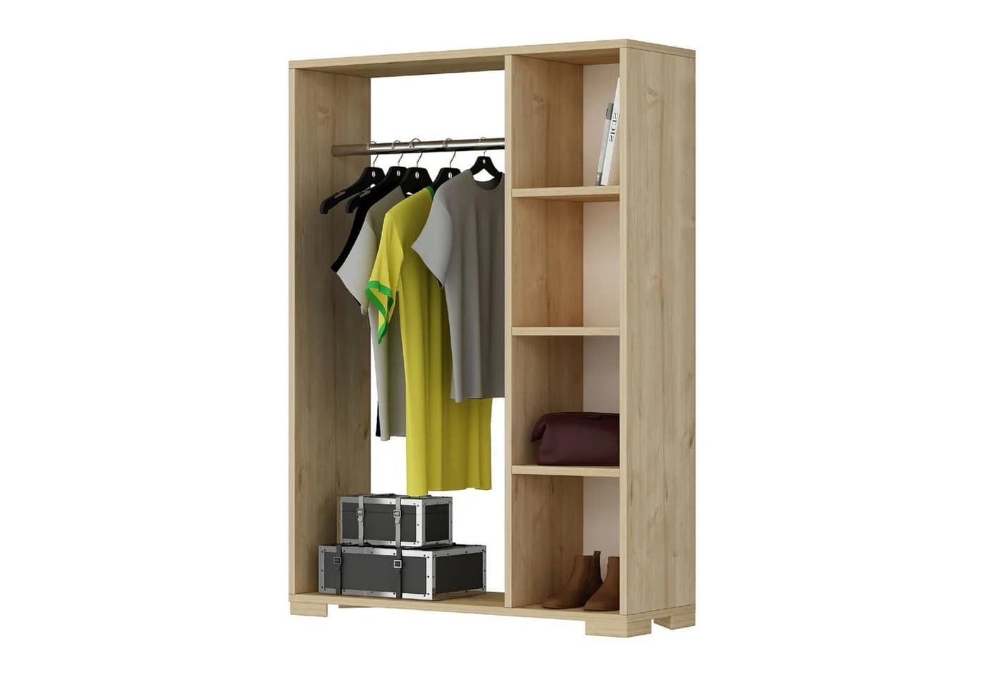 en.casa Kleiderschrank Nesbyen mit Garderobenstange Eiche-Optik - Bild 3