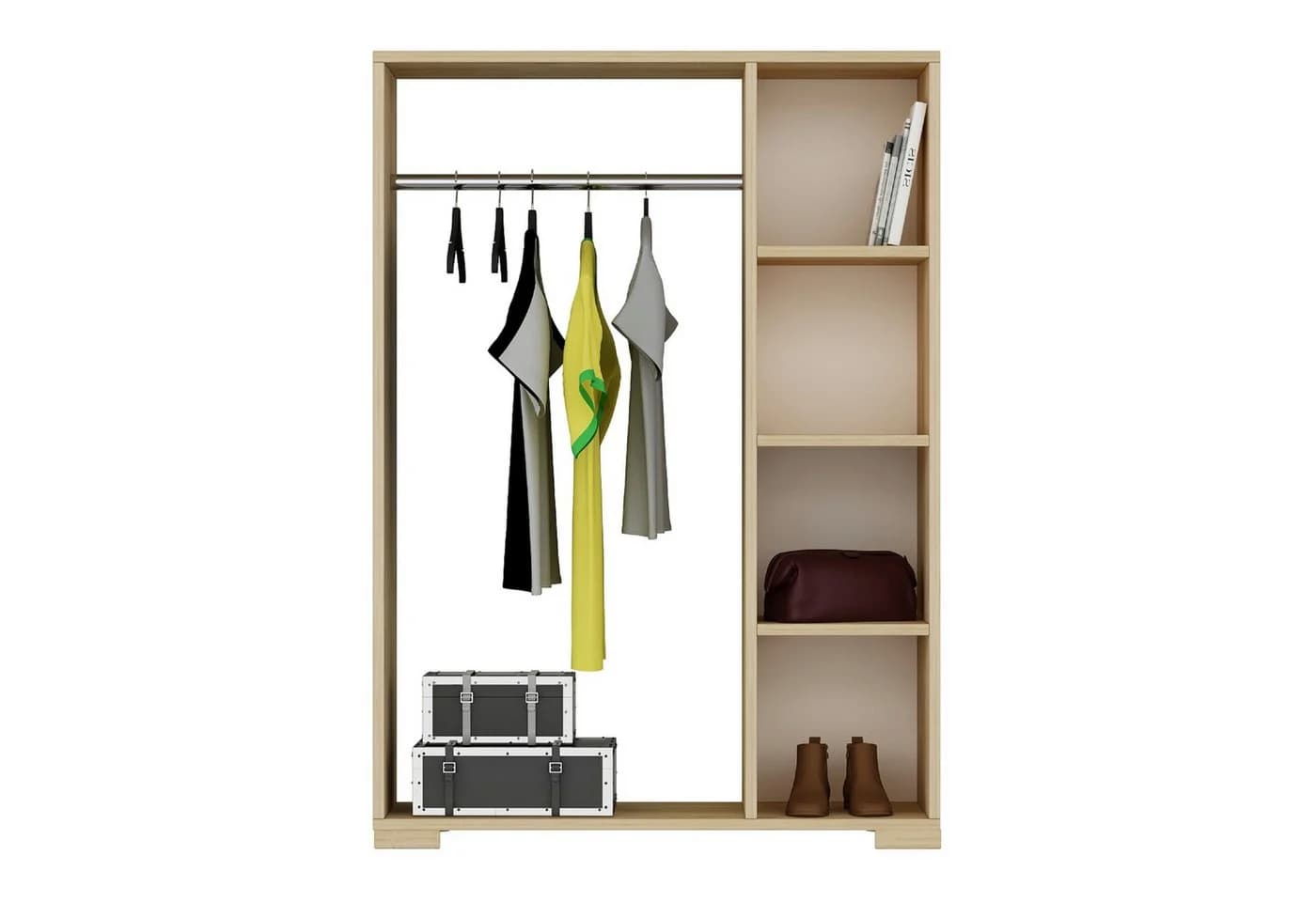 en.casa Kleiderschrank Nesbyen mit Garderobenstange Eiche-Optik - Bild 5
