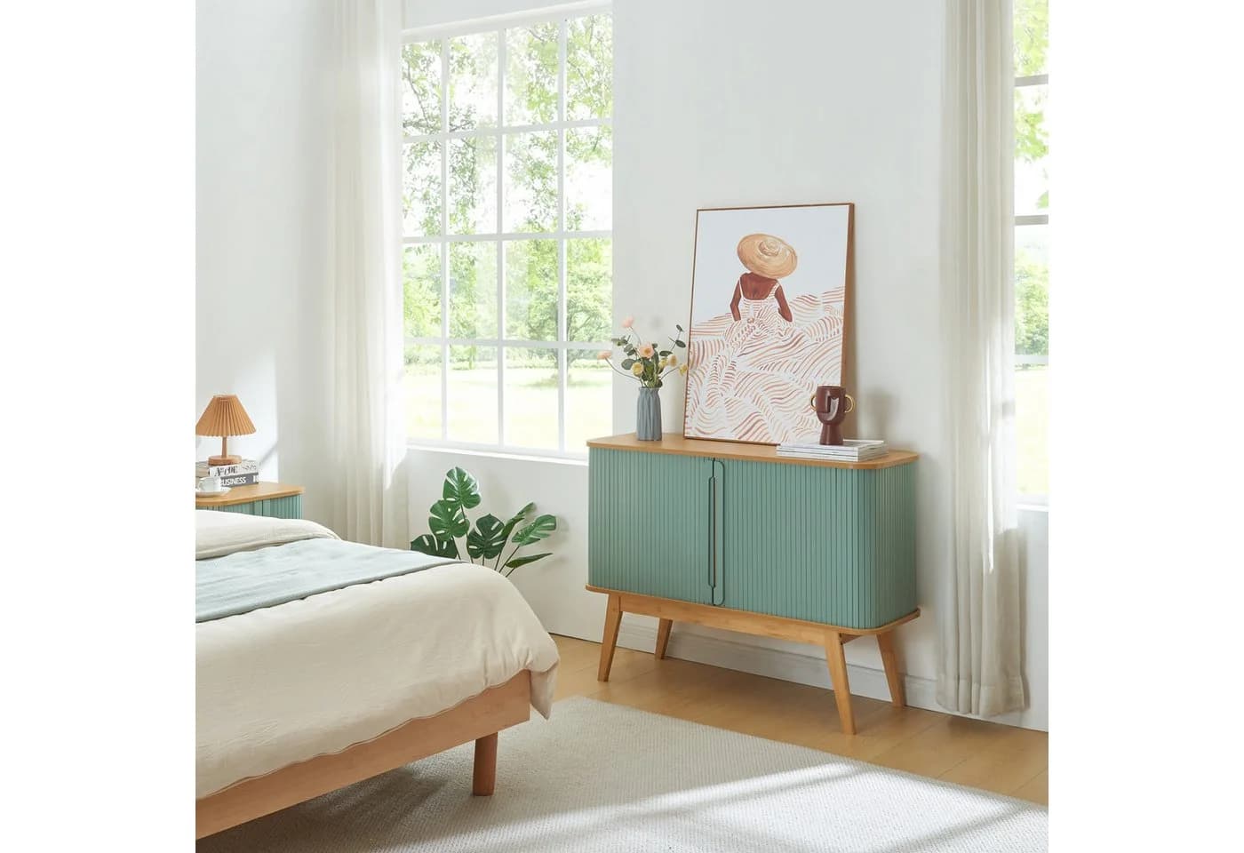 en.casa Kommode Tysvær Bambus/Blau - Bild 2