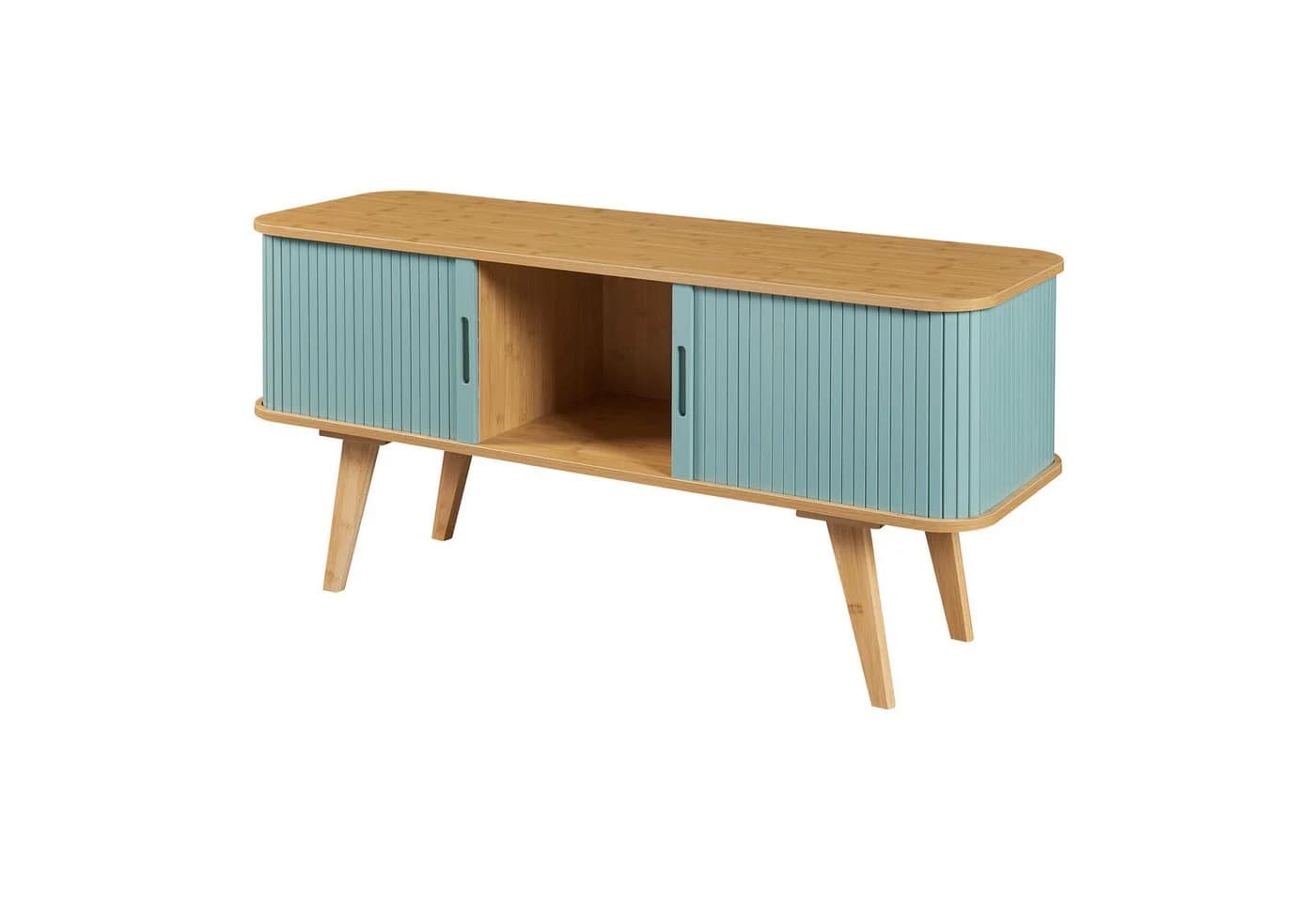 en.casa TV-Schrank Tysvær Bambus/Blau - Bild 3