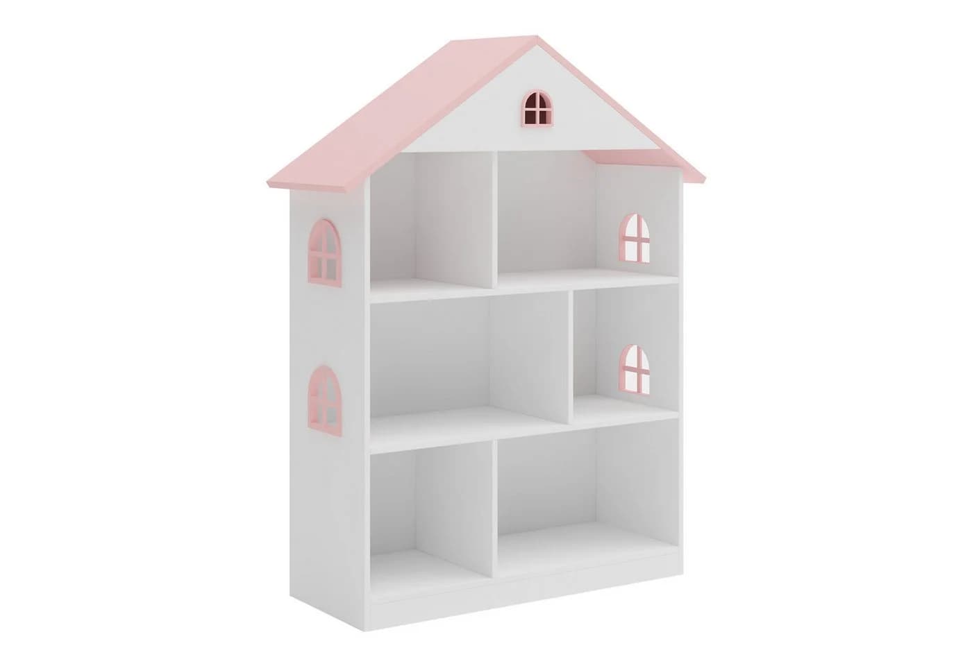 en.casa Kinderregal Vipsali Hausform Weiß/Rosa