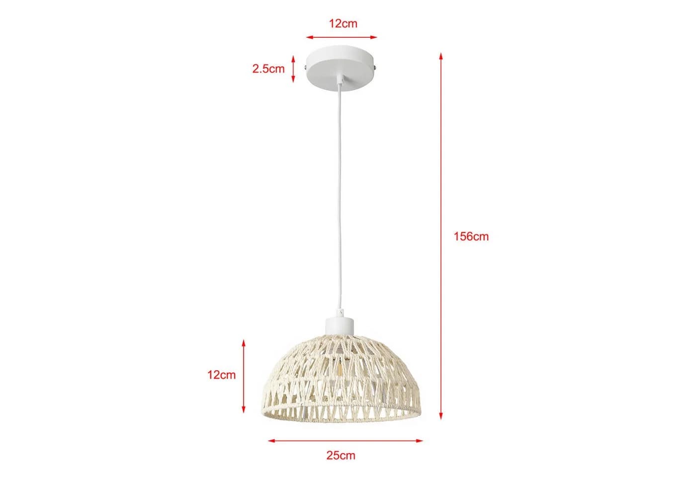 Lux.pro Alton Hängeleuchte Metall und Rattan Weiß - Bild 4
