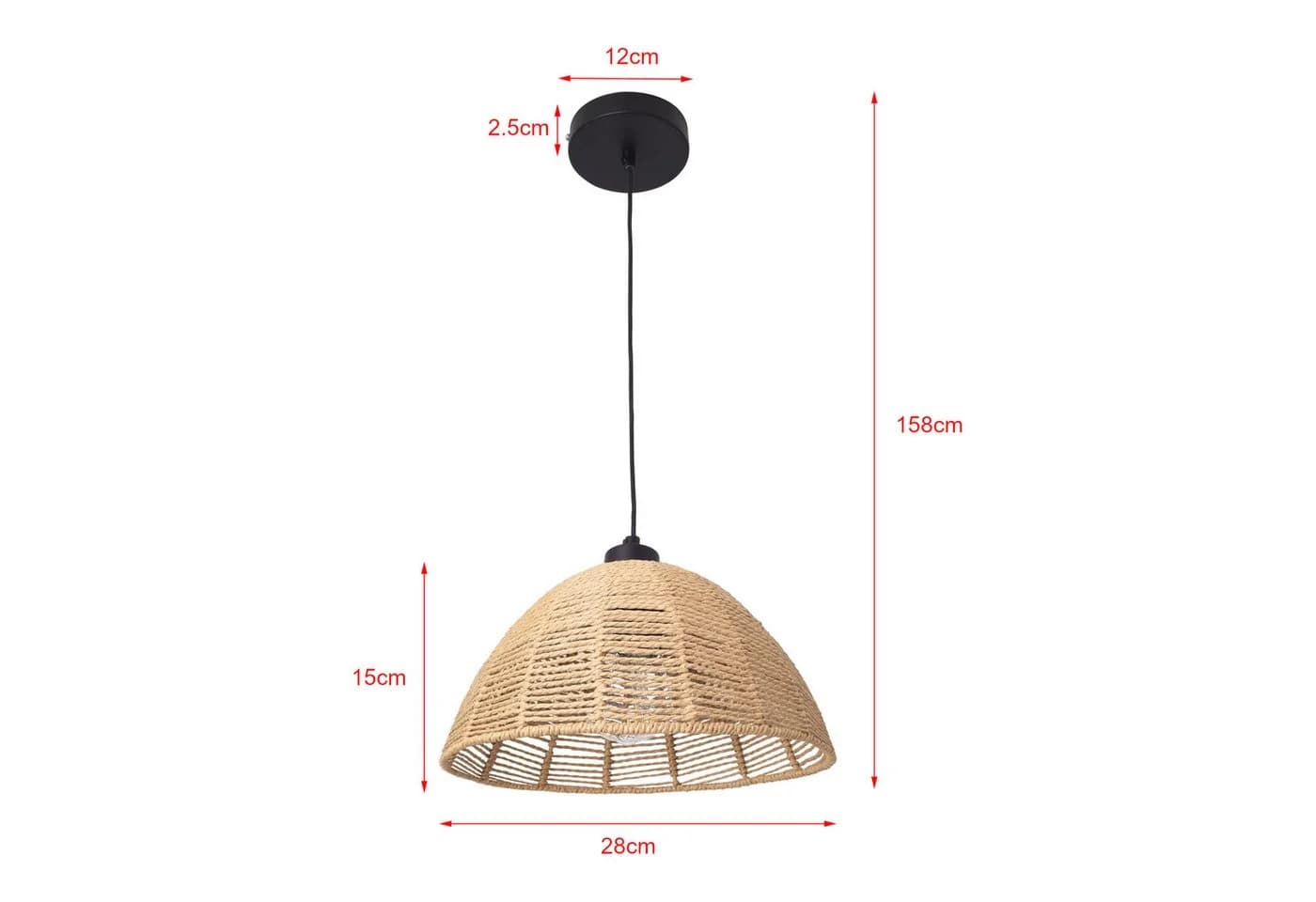 lux.pro Hängeleuchte Romsey Metall Rattan Schwarz Beige - Bild 4