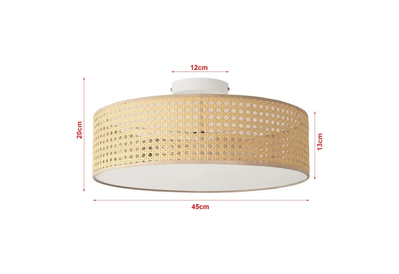 lux.pro Deckenleuchte Ascot 3-flammig Rattanoptik Weiß - Bild 4