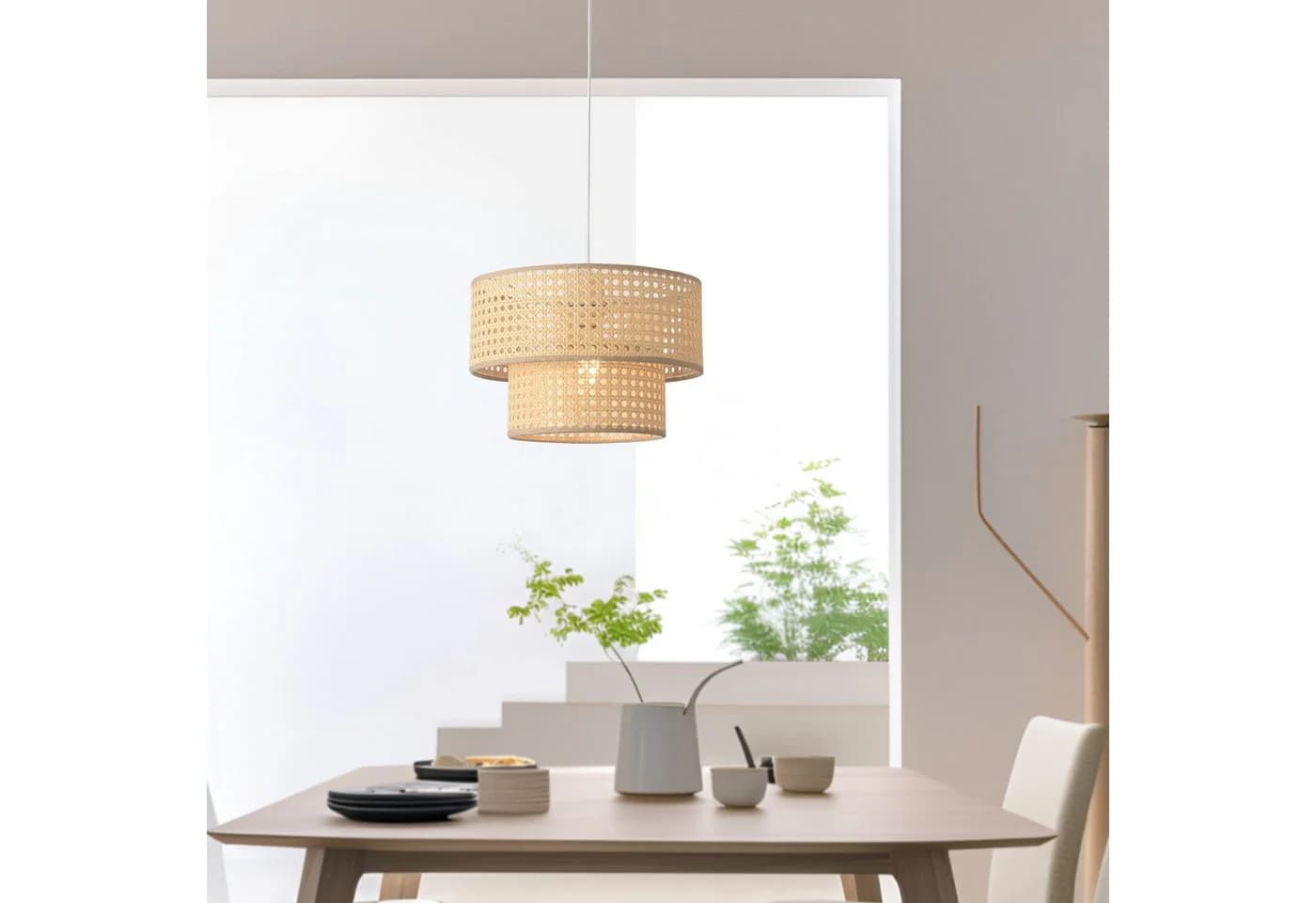lux.pro Hängeleuchte Ascot Ø30 cm Rattanoptik