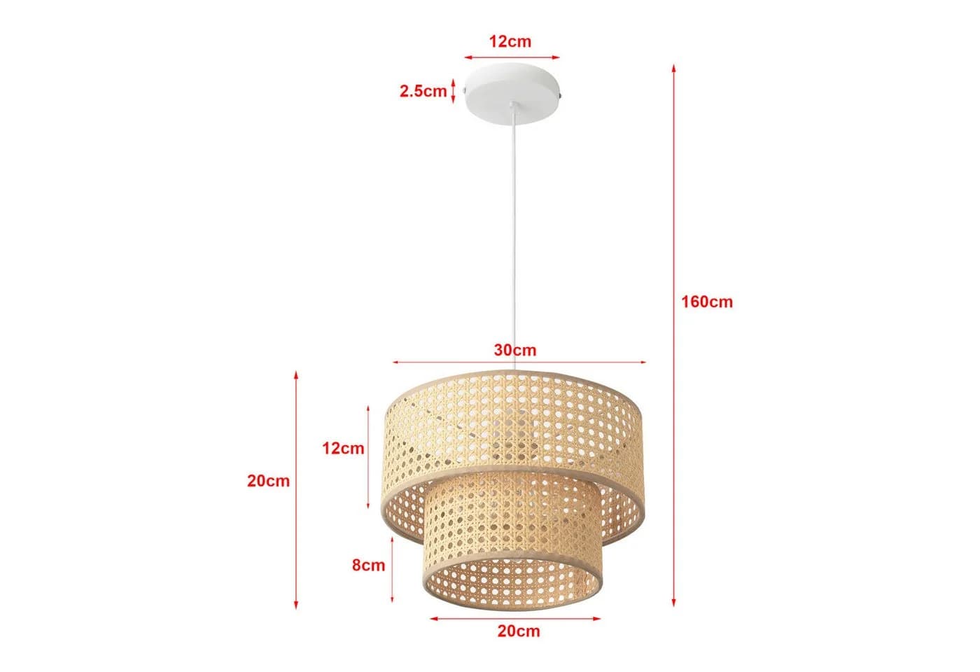 lux.pro Hängeleuchte Ascot Ø30 cm Rattanoptik - Bild 4