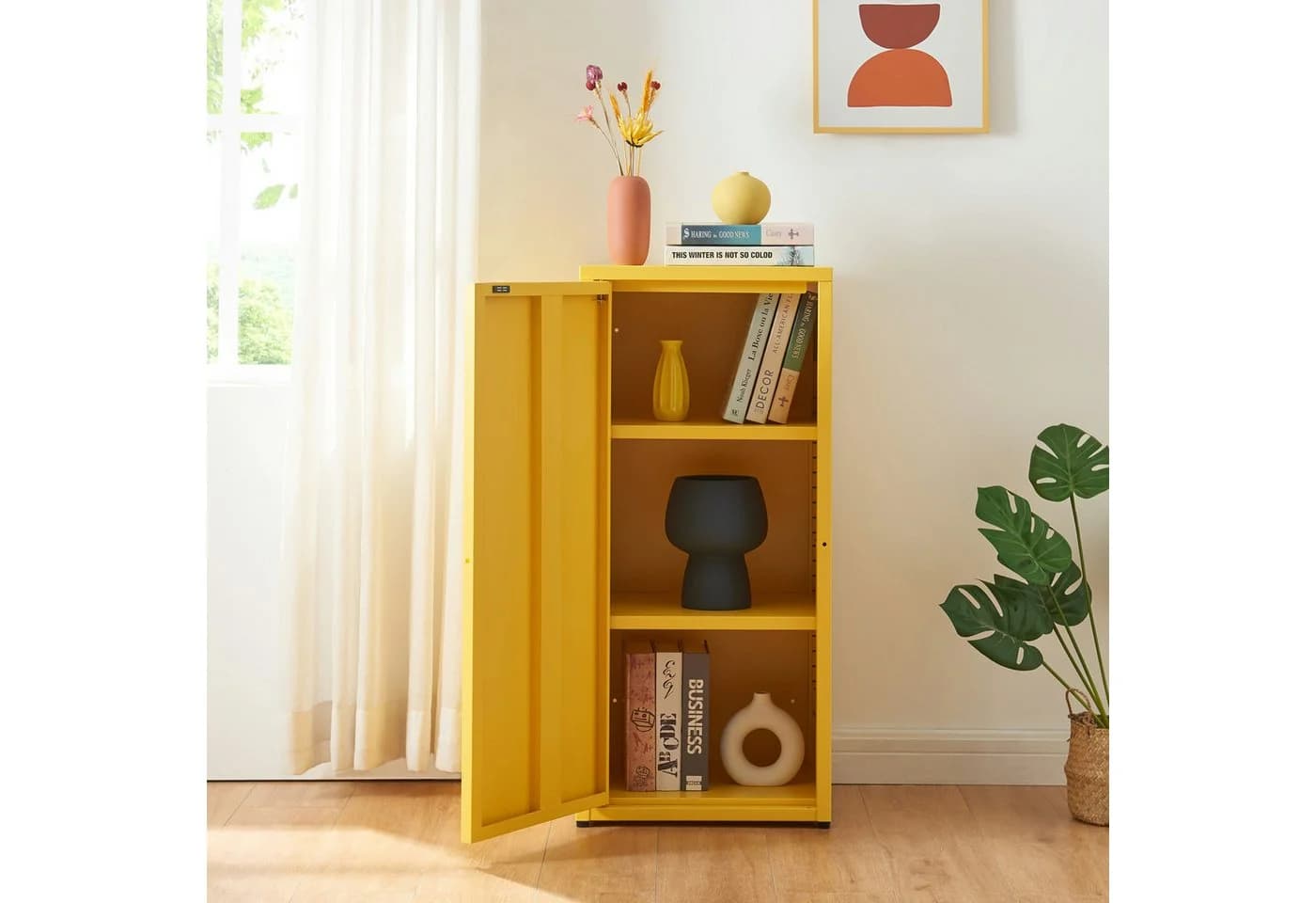 en.casa Mehrzweckschrank Burlöv Gelb 1 Tür Industriedesign - Bild 3
