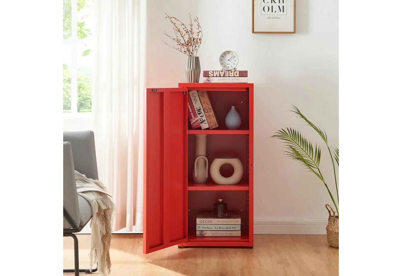 en.casa Mehrzweckschrank Burlöv Rot Industriedesign - Bild 3