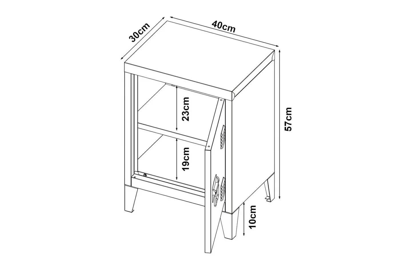 en.casa Nachtschrank Inari Lila Stahl mit Regalablage - Bild 4