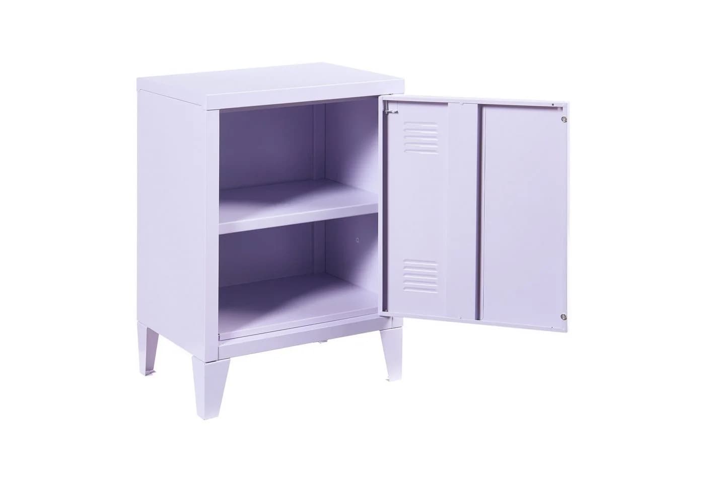 en.casa Nachtschrank Inari Lila Stahl mit Regalablage - Bild 5