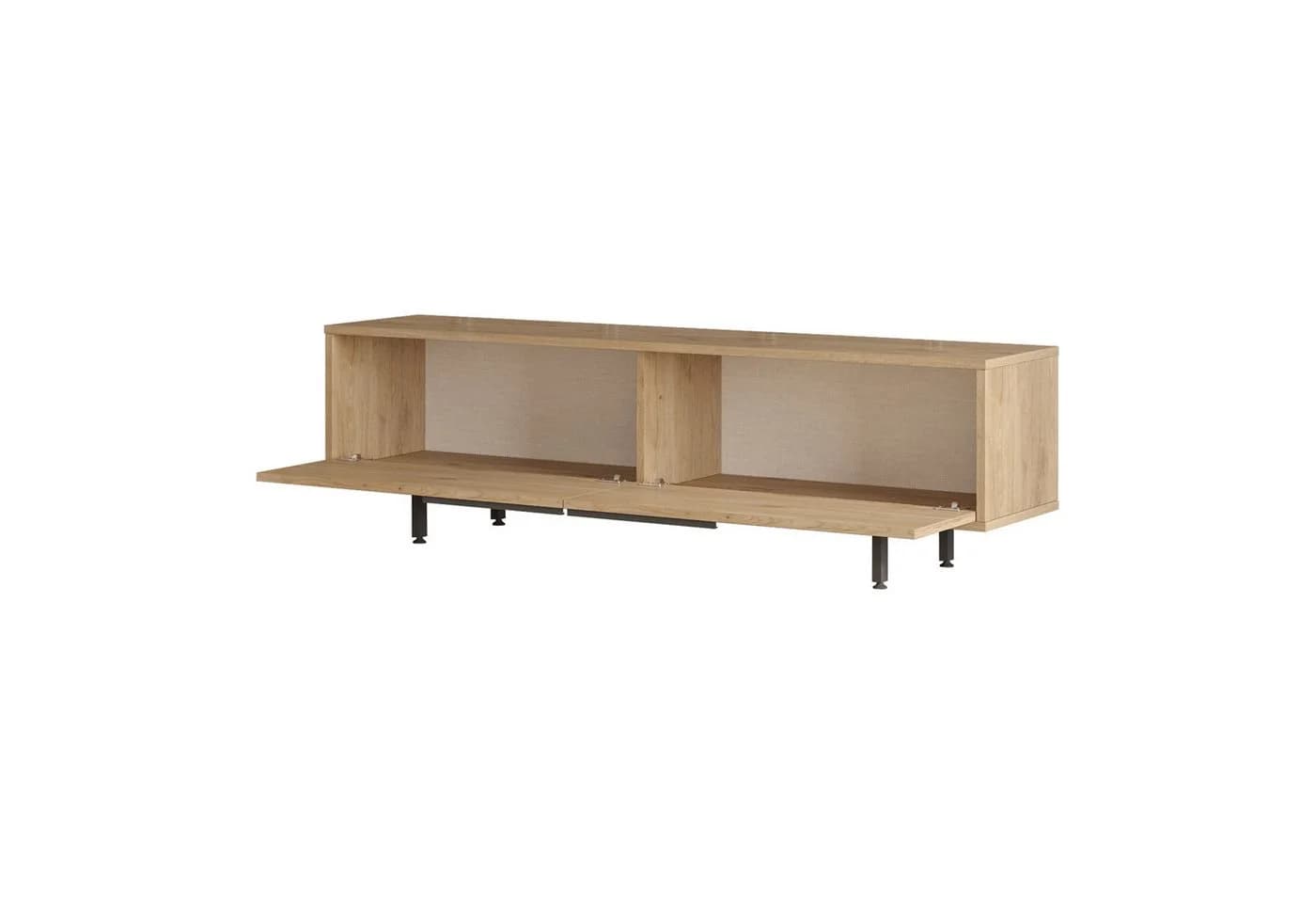 en.casa TV-Schrank Kvænangen 2 Türen Eichen-/Rattanoptik Schwarz - Bild 5
