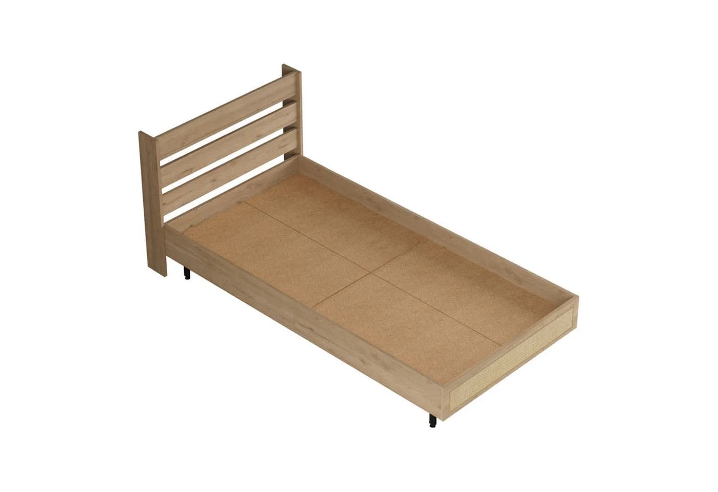 en.casa Einzelbett Kvænangen mit Lattenrost Eiche-/Rattan-Optik - Bild 4