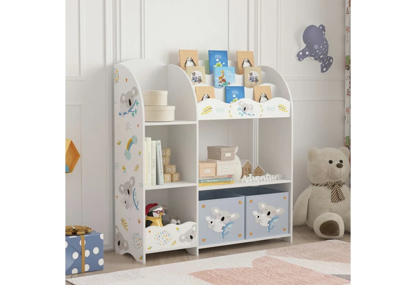 en.casa Kinderregal Lysekil Weiß mit Koala Motiv - Bild 2