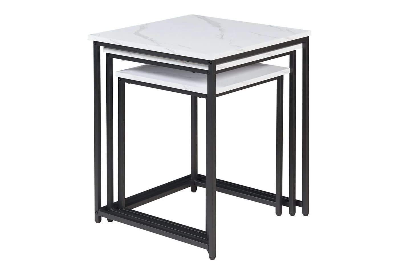 en.casa Satztisch Set 3-tlg. Marmoroptik Weiß Schwarz Modern - Bild 5