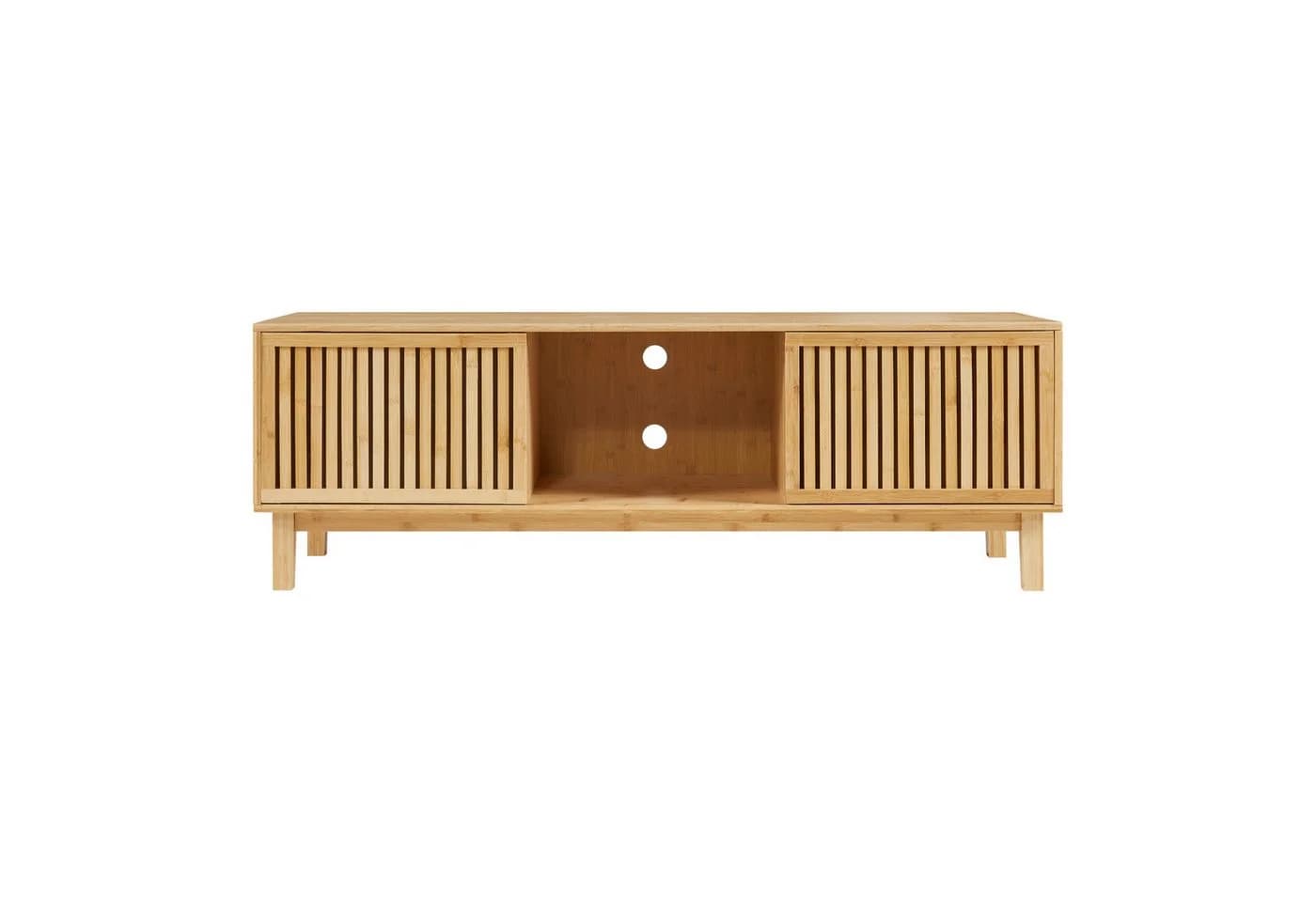 en.casa TV-Schrank Ypäjä Bambus Natur 3 Ablagefächer 2 Schiebetüren - Bild 2