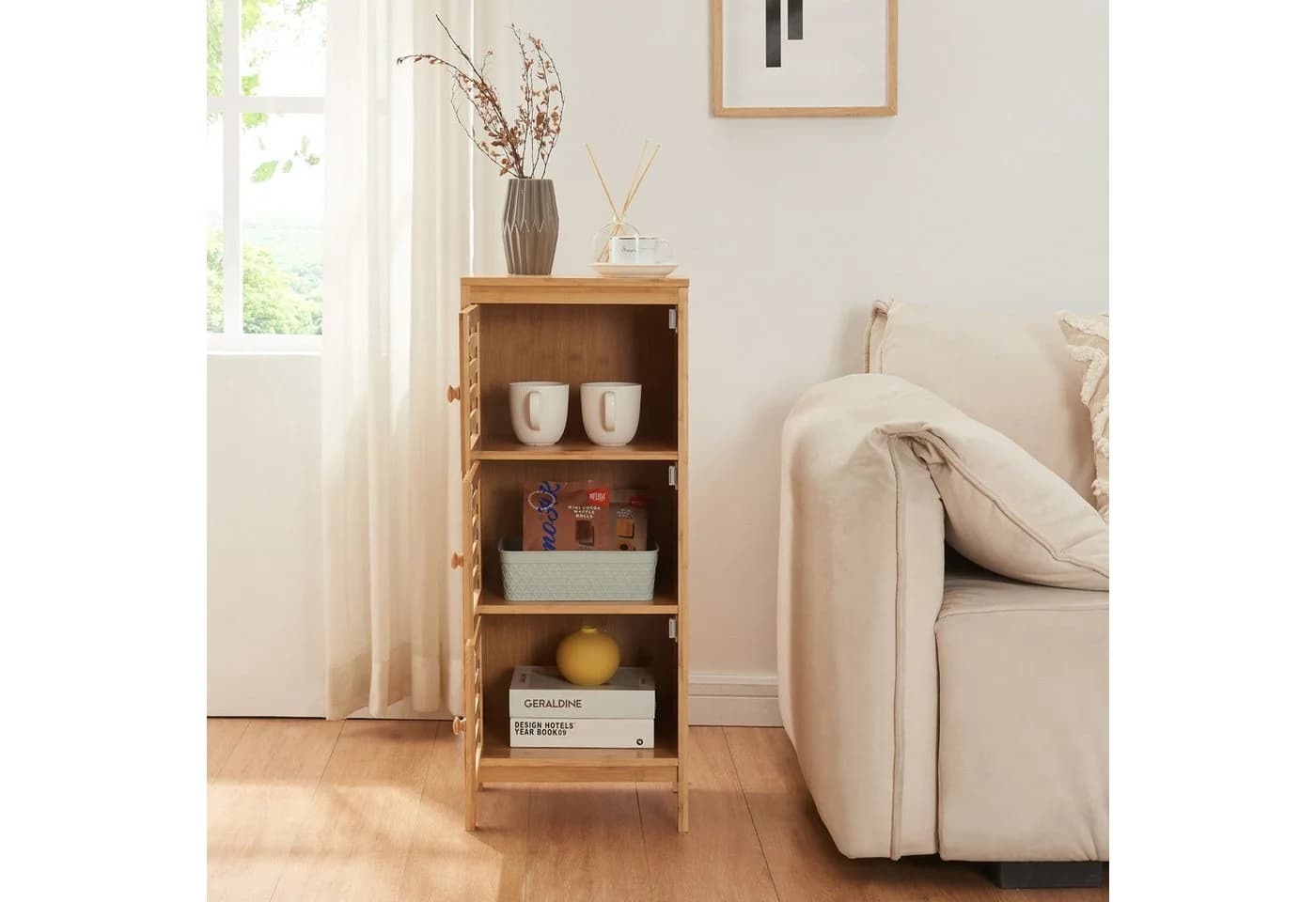 en.casa Beistellschrank Ypäjä Bambus 3 Türen - Bild 3