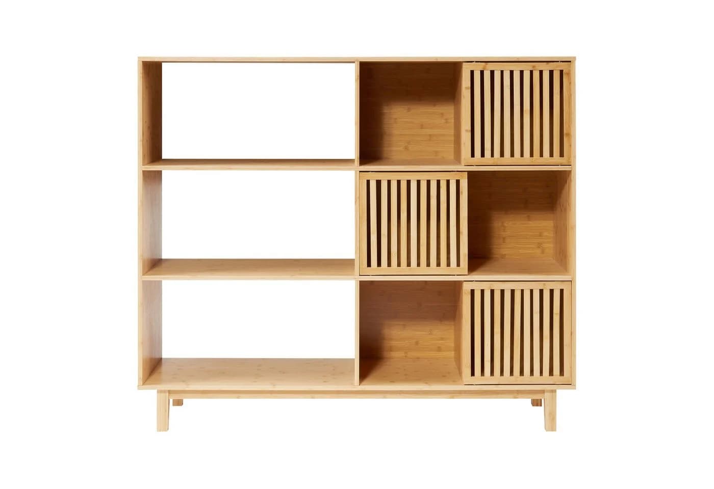 en.casa Bücherregal Bambus mit Schiebetüren - Bild 5