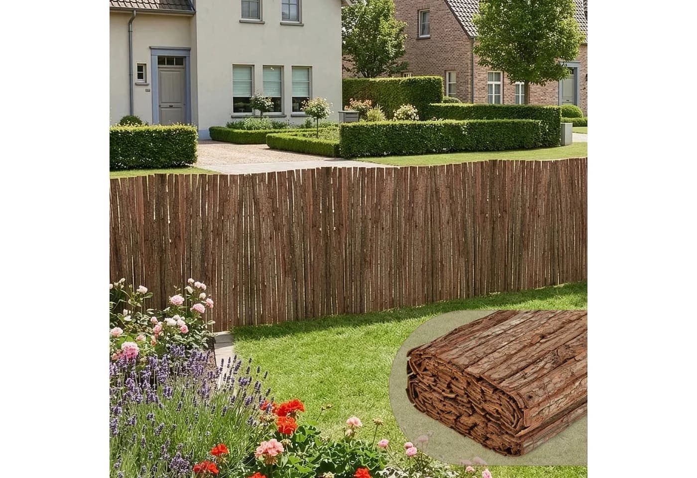 casa.pro Gartenzaun »Zamora« Rindenzaun 300 x 100 cm