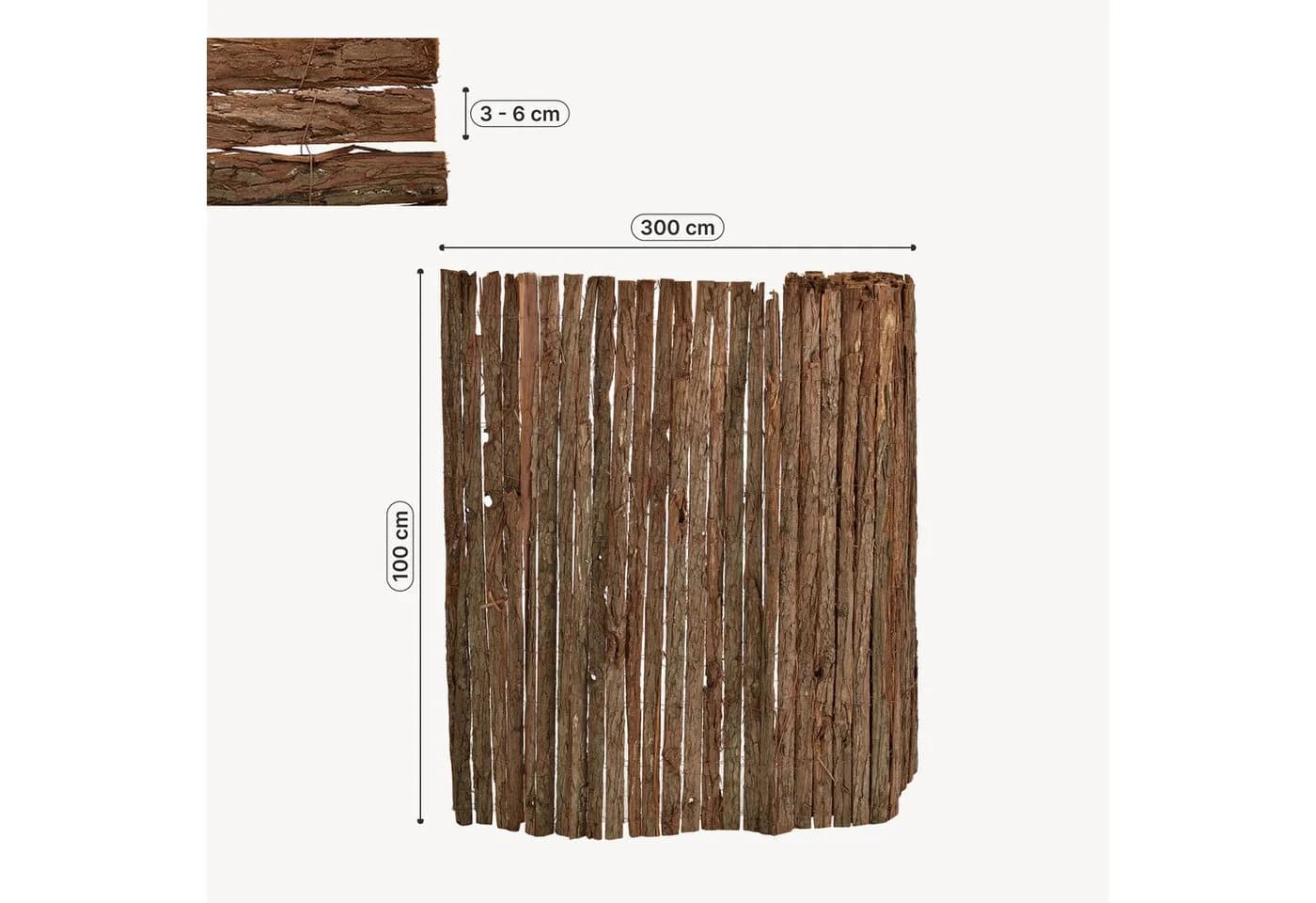 casa.pro Gartenzaun »Zamora« Rindenzaun 300 x 100 cm - Bild 3