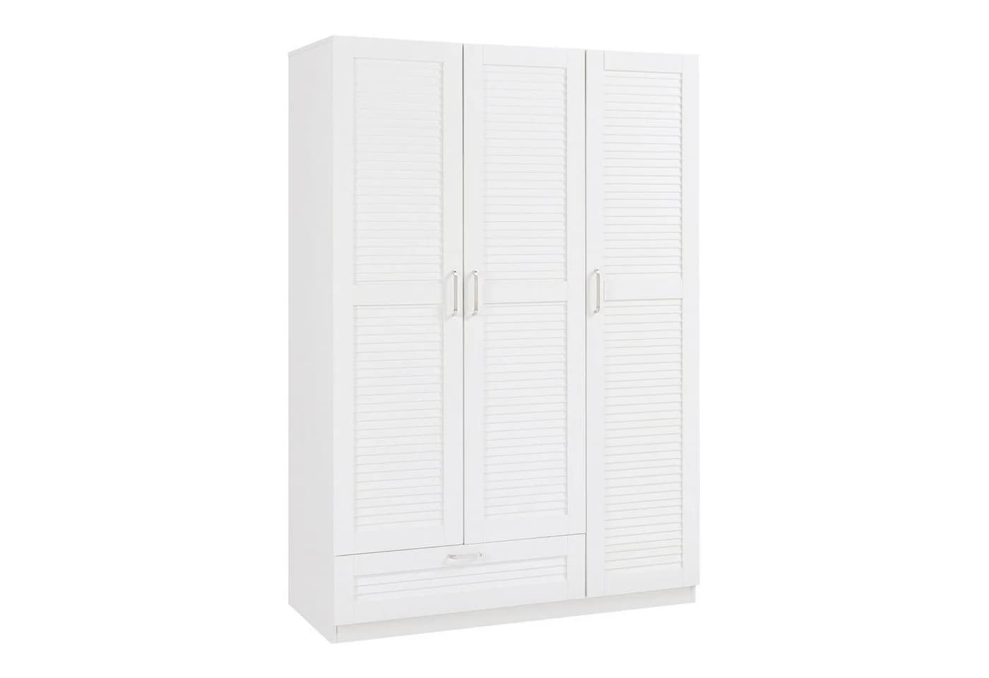 en.casa Kleiderschrank Finning Weiß 3 Türen 2 Stangen 7 Fächer - Bild 2