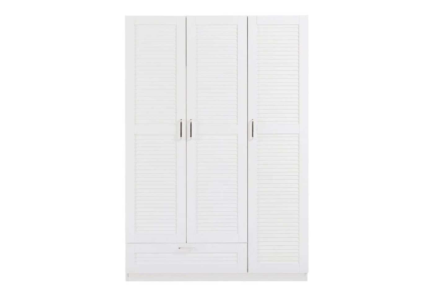 en.casa Kleiderschrank Finning Weiß 3 Türen 2 Stangen 7 Fächer - Bild 5