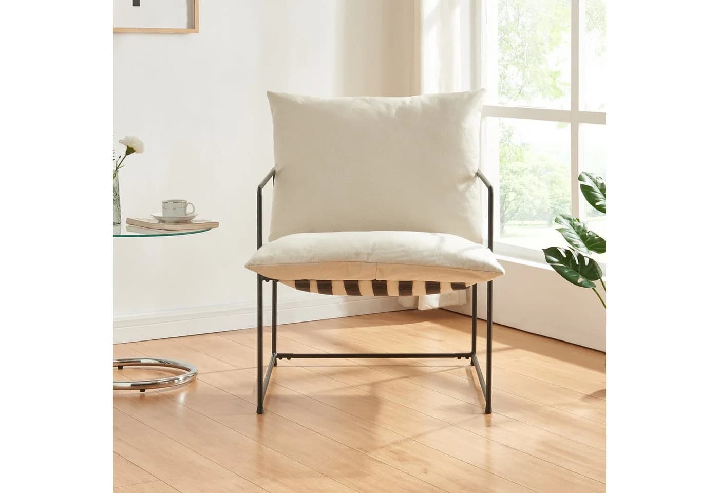 en.casa Loungesessel Utsjoki Schwarz/Beige