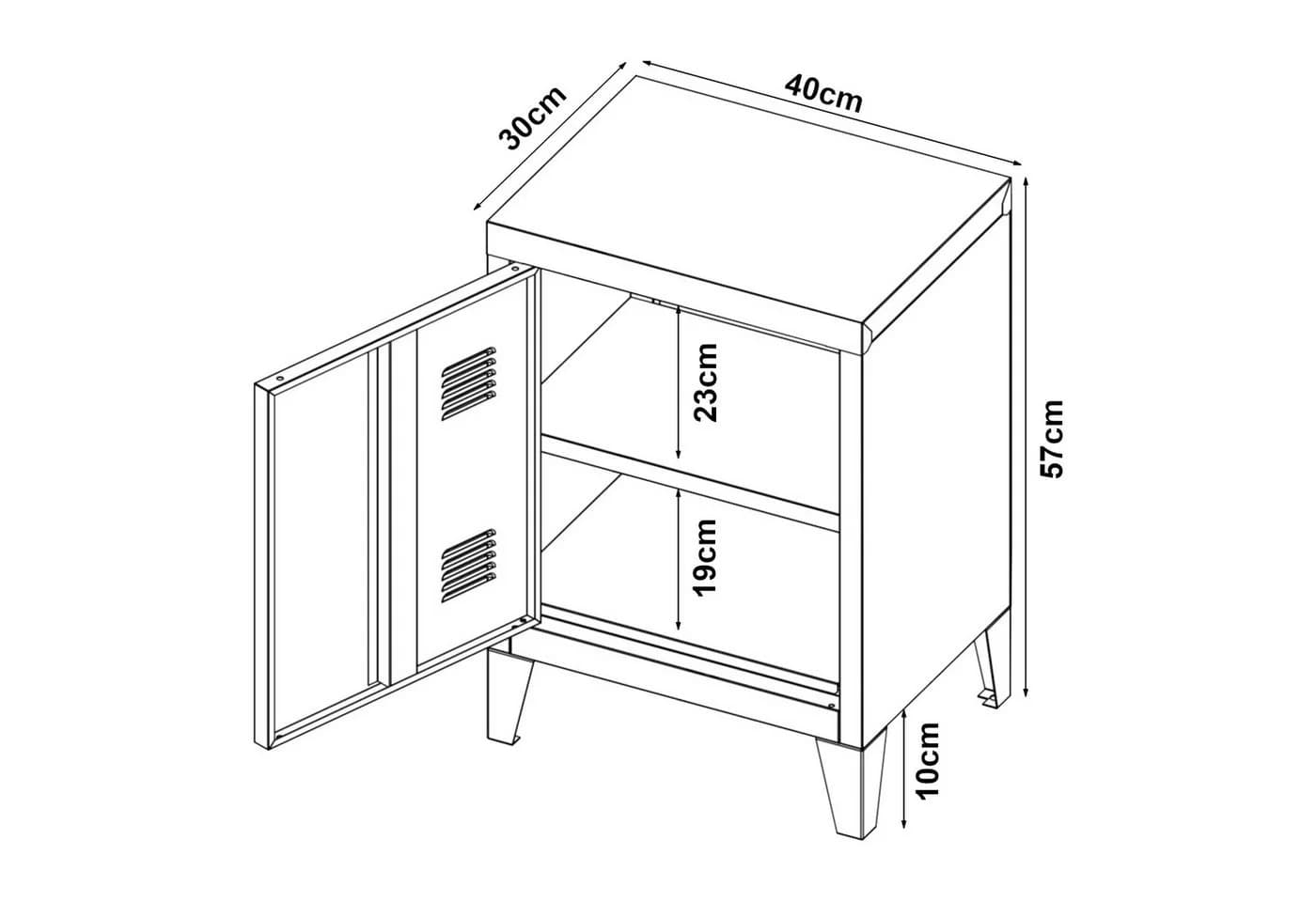 en.casa Nachtschrank Inari Stahl Hellviolett mit Regalablage - Bild 5