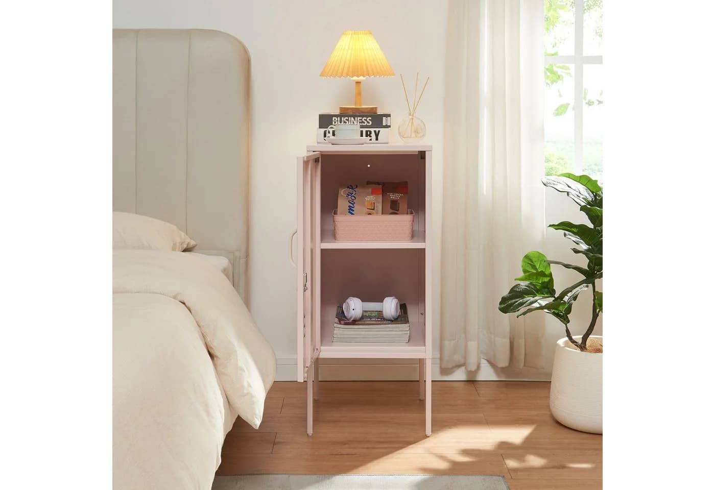 en.casa Nachtschrank Hausjärvi Rosa Abschließbar - Bild 3
