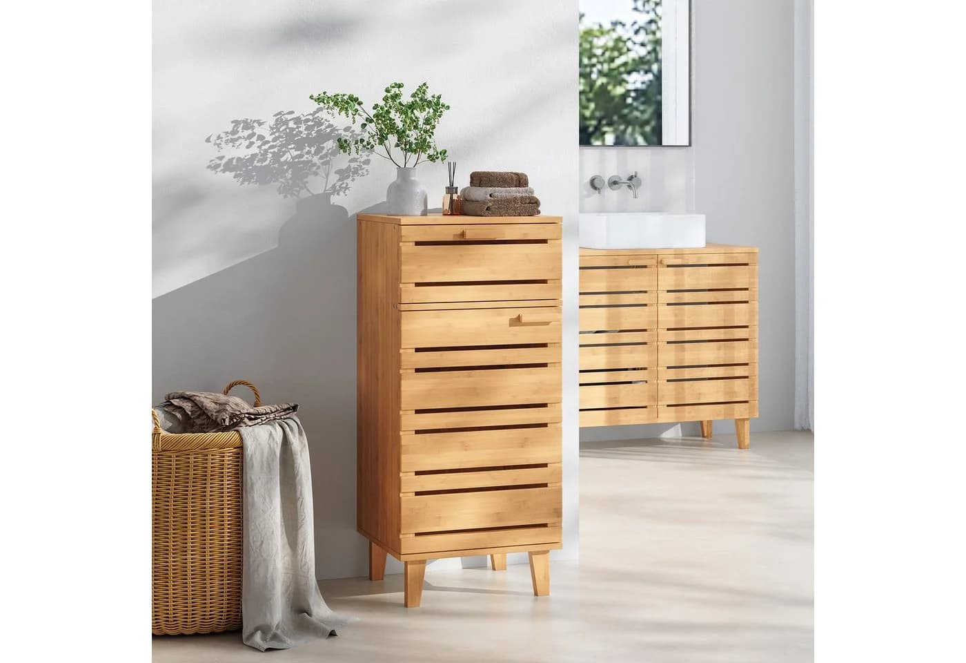 en.casa Midischrank Epind Bambus Natur mit Magnetverschluss - Bild 2