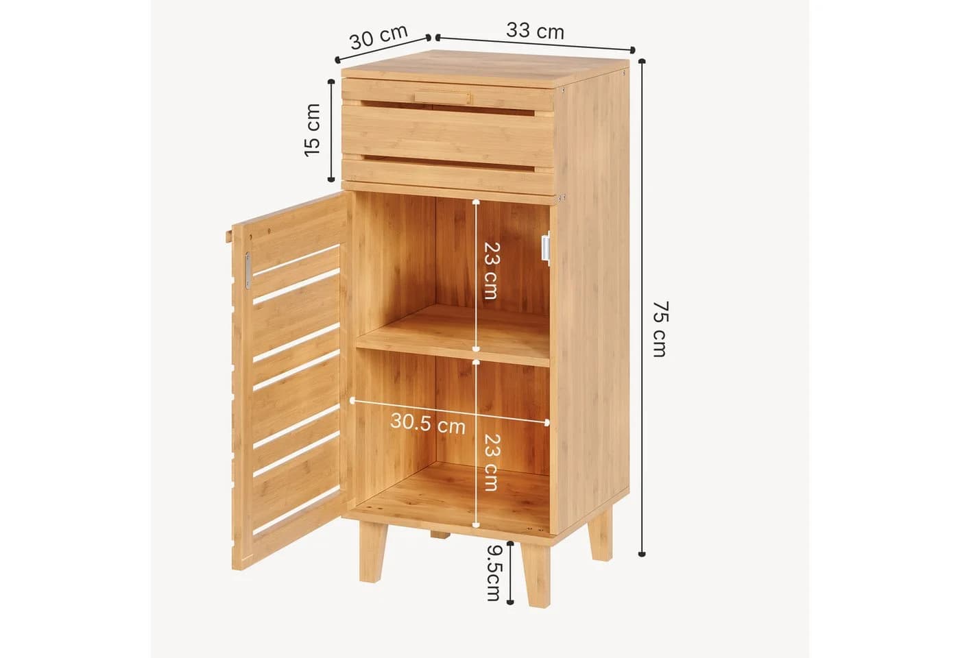 en.casa Midischrank Epind Bambus Natur mit Magnetverschluss - Bild 4