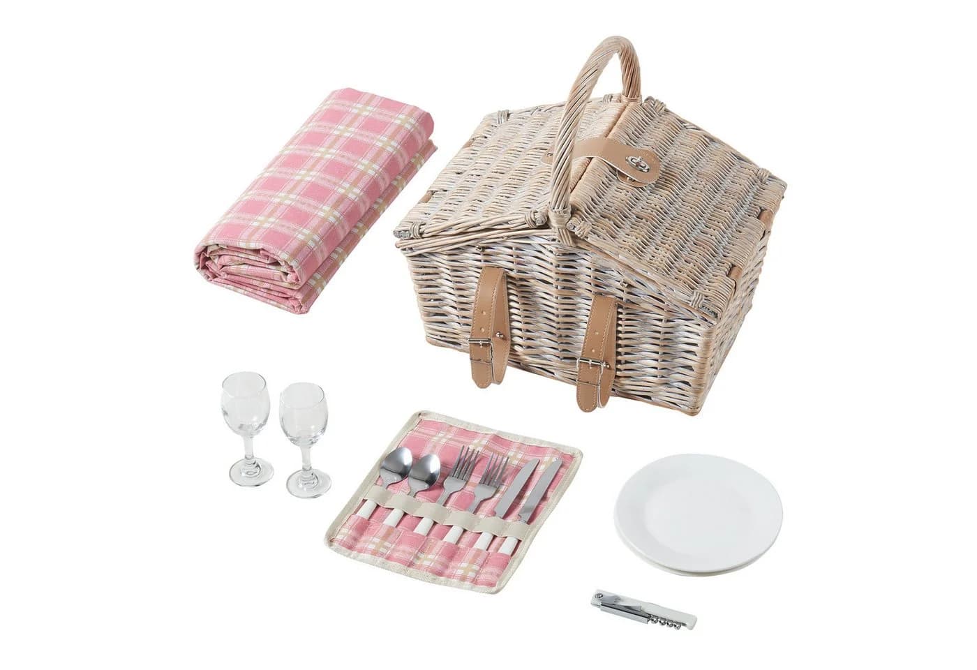 casa.pro Picknickkorb Weidenkorb für 2 Personen mit Geschirr und Besteck - Bild 5