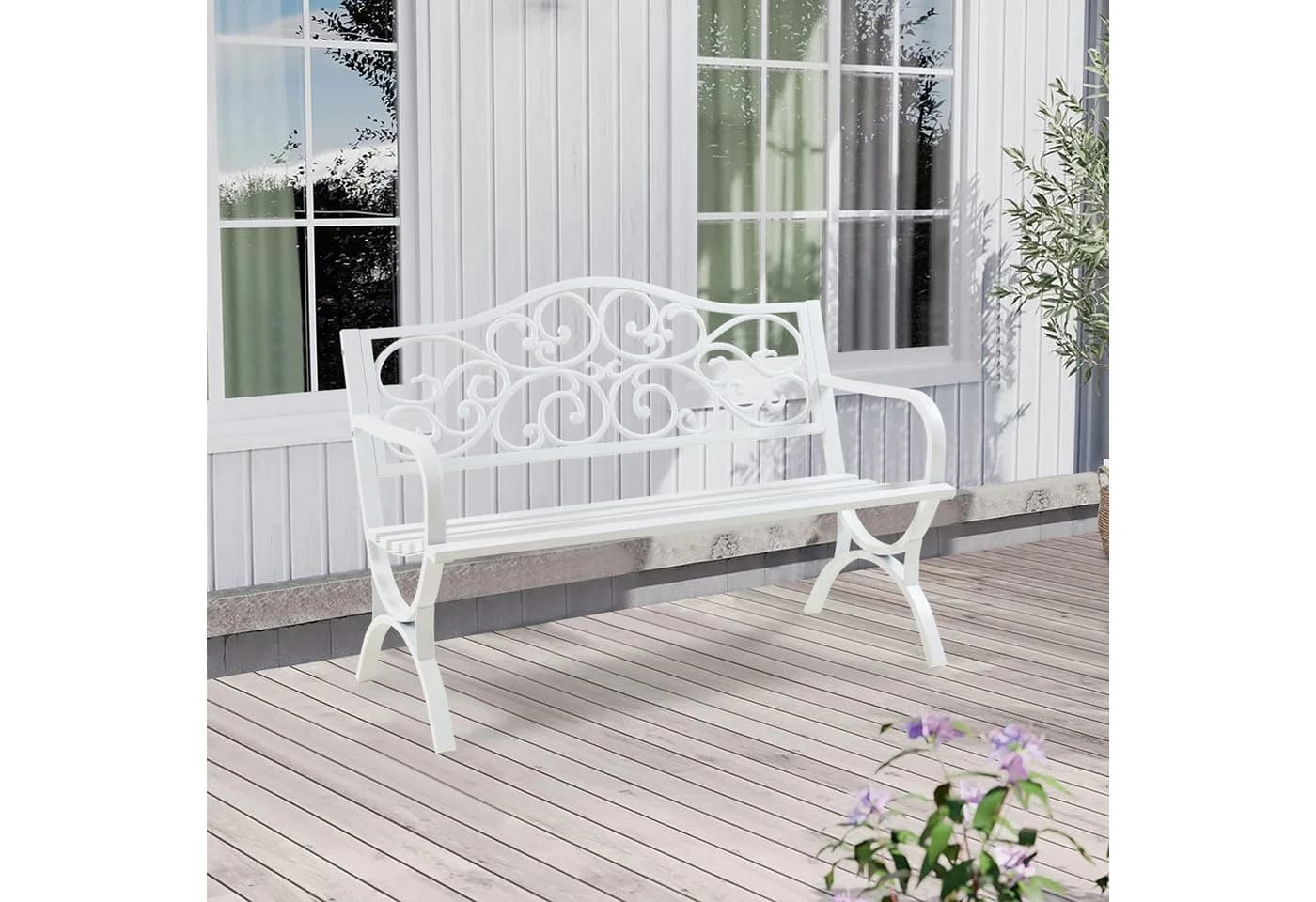 casa.pro Gartenbank Utav Weiß Stahl
