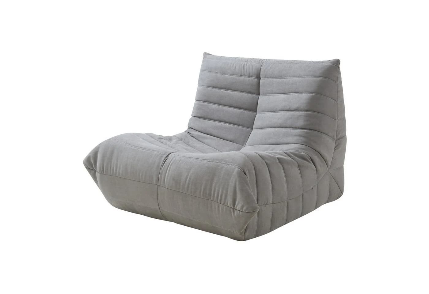 en.casa Sitzsack Kodsø Bodensessel mit Rückenlehne Grau Mikrofaser - Bild 3