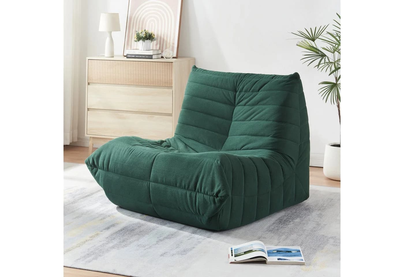 en.casa Sitzsack »Kodsø« mit Rückenlehne Cord Grün - Bild 2