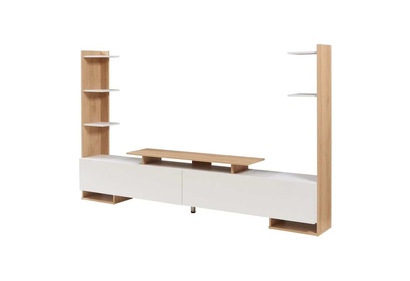 en.casa TV-Schrank Rauki mit Seitenregalen Weiß/Eicheoptik - Bild 2
