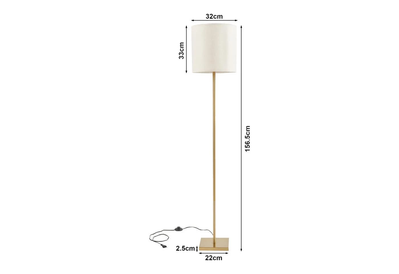 lux.pro Stehlampe Fildholm 157 cm Messingfarben Leinenoptik - Bild 5