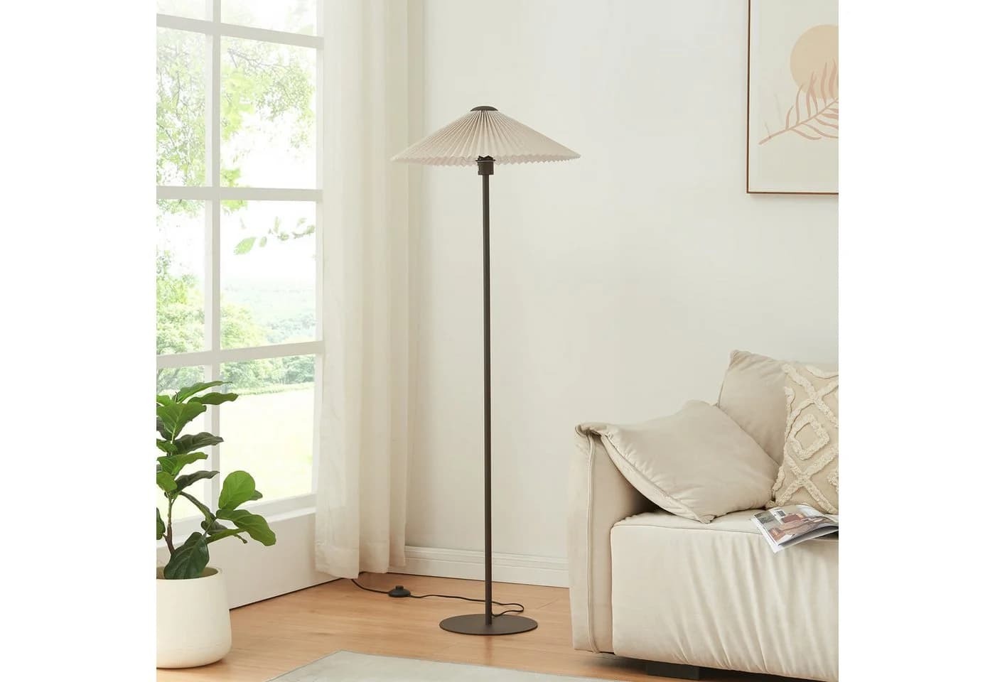 lux.pro Stehlampe Appledore Braun/Weiß Metall E27 - Bild 3