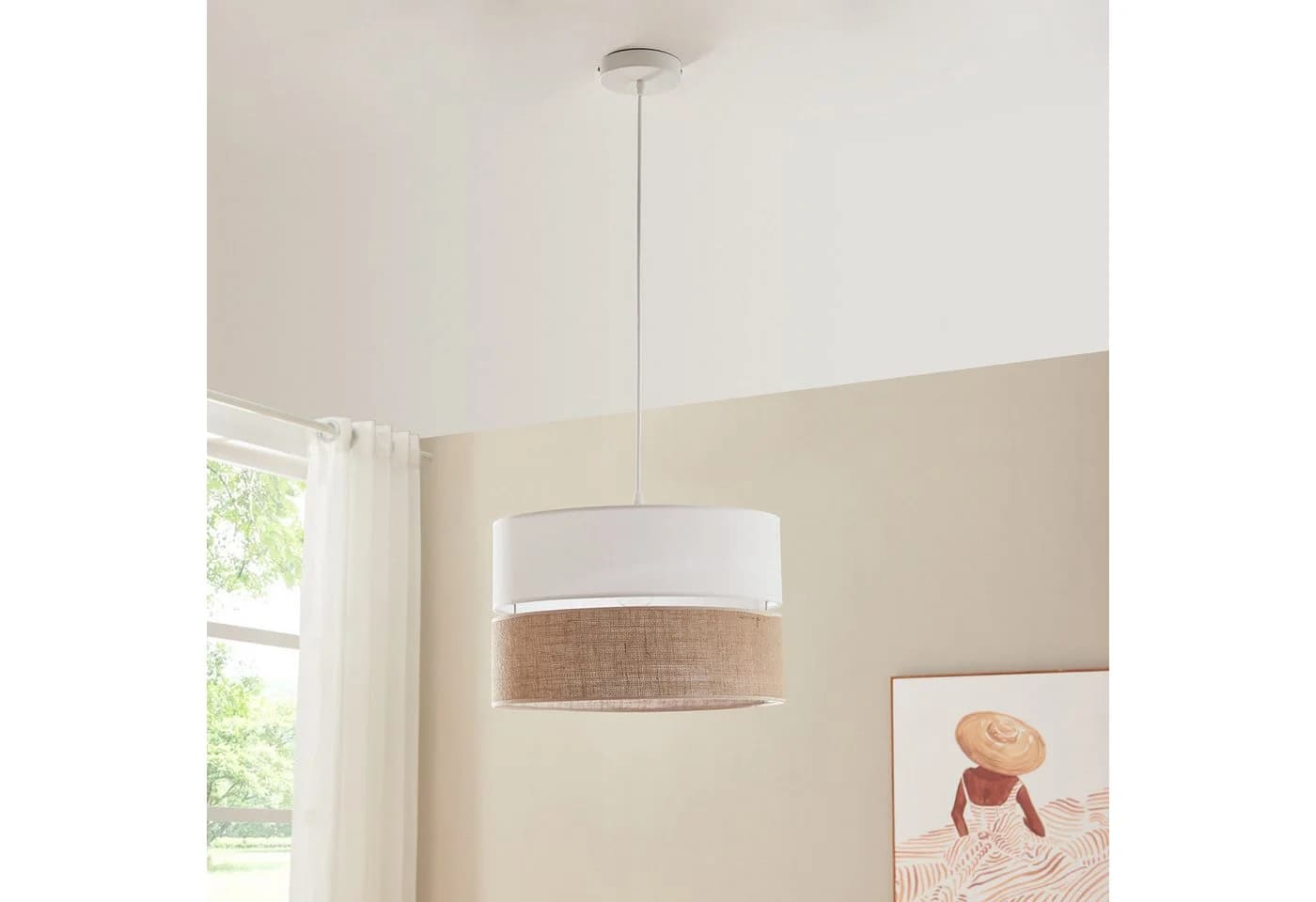 lux.pro Hängeleuchte Barton Weiß/Leinenoptik - Bild 3