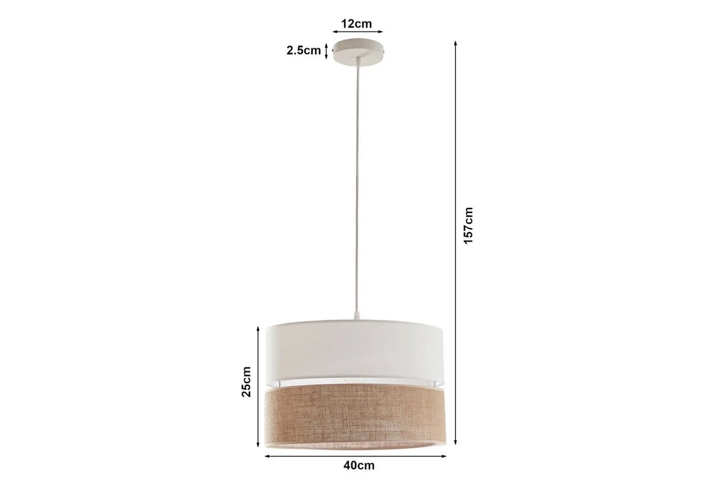 lux.pro Hängeleuchte Barton Weiß/Leinenoptik - Bild 5