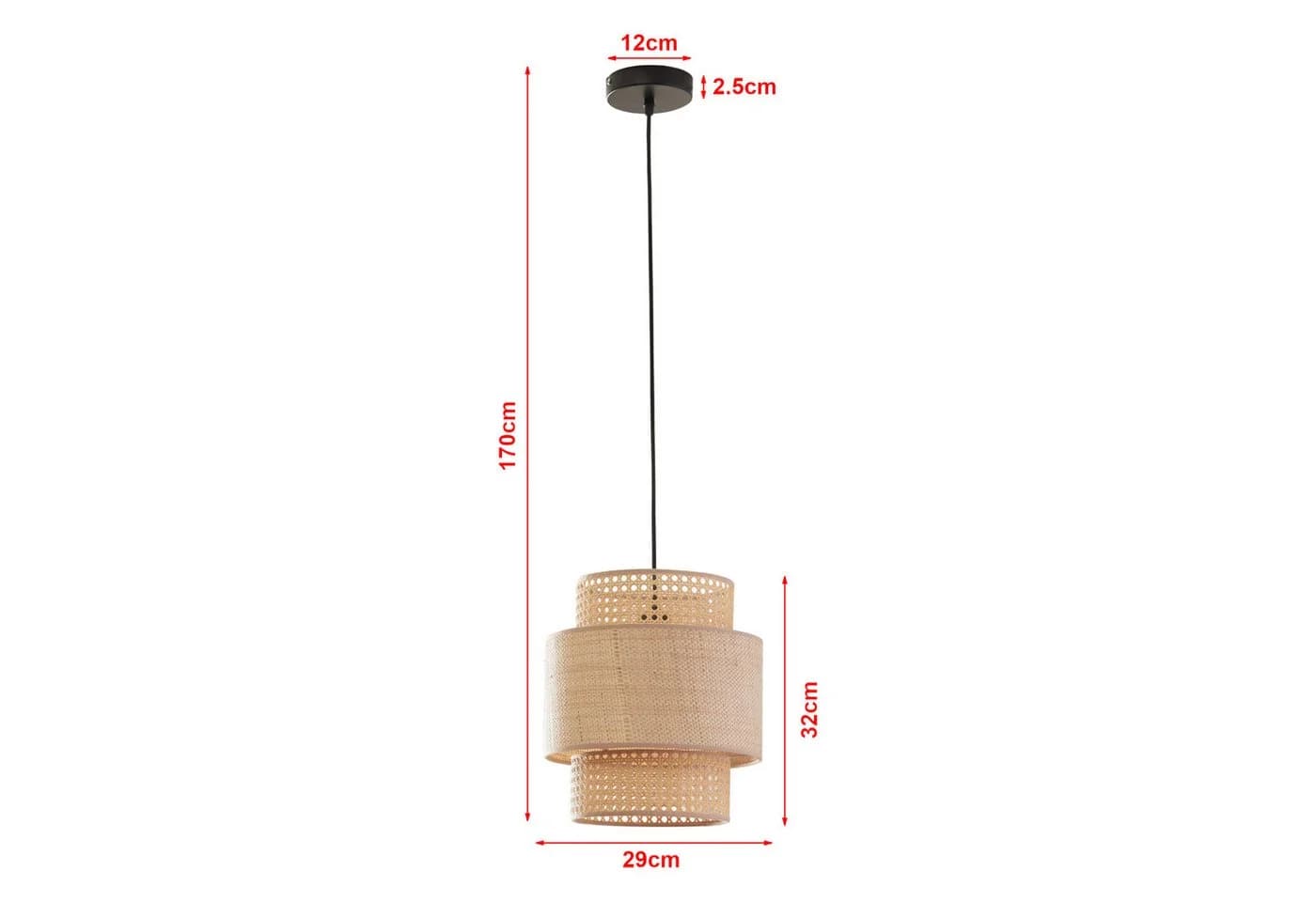 lux.pro Hängeleuchte Biggar Beige Schwarz Rattanoptik - Bild 5