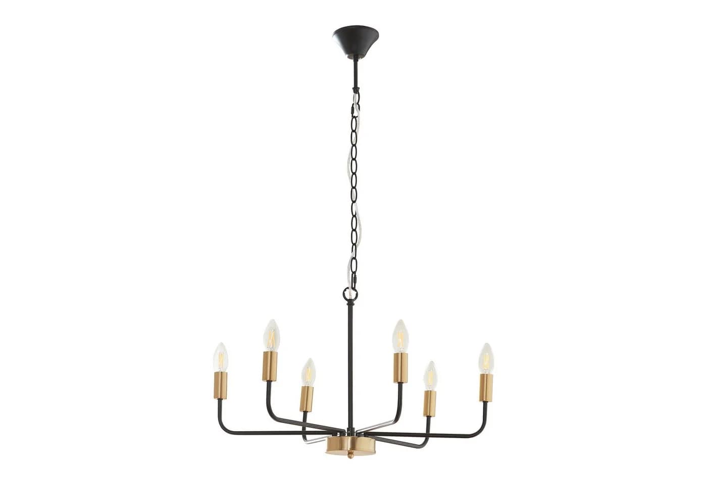 lux.pro Kronleuchter Bishop 6-flammig Metall Schwarz/Messingfarben - Bild 2