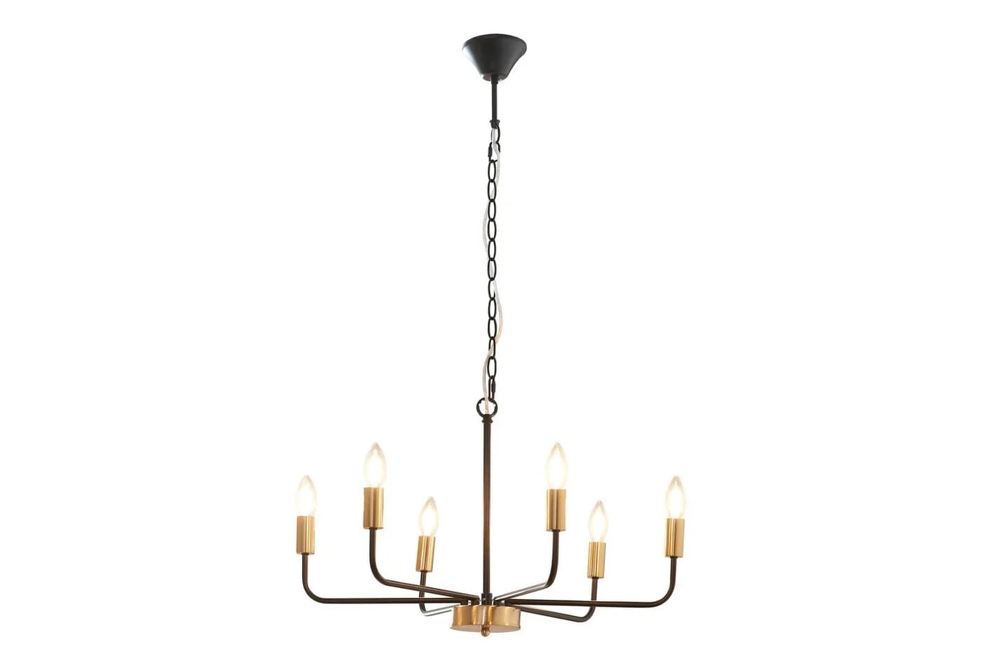 lux.pro Kronleuchter Bishop 6-flammig Metall Schwarz/Messingfarben - Bild 4