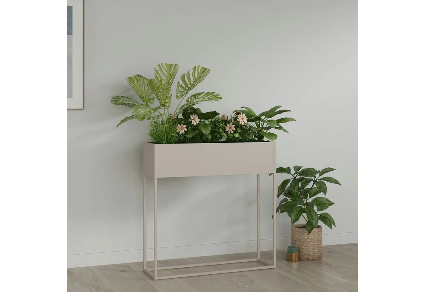 en.casa Blumenkasten Joensuu Hochbeet 80x80x25cm Stahl Grau