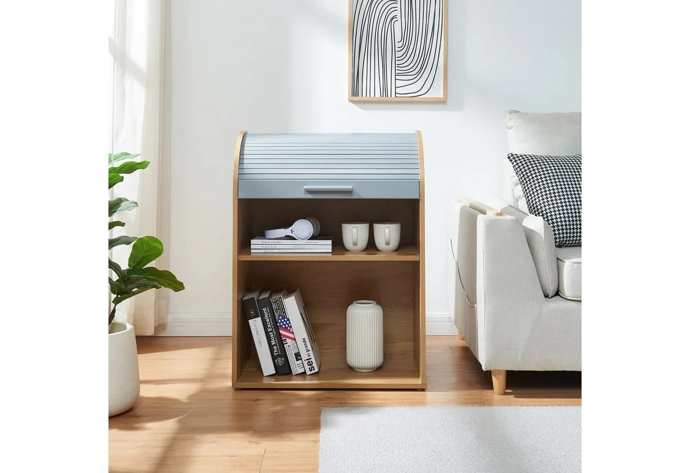 en.casa Rollladenschrank Kavlinge Grau Bambus Jalousietür - Bild 3