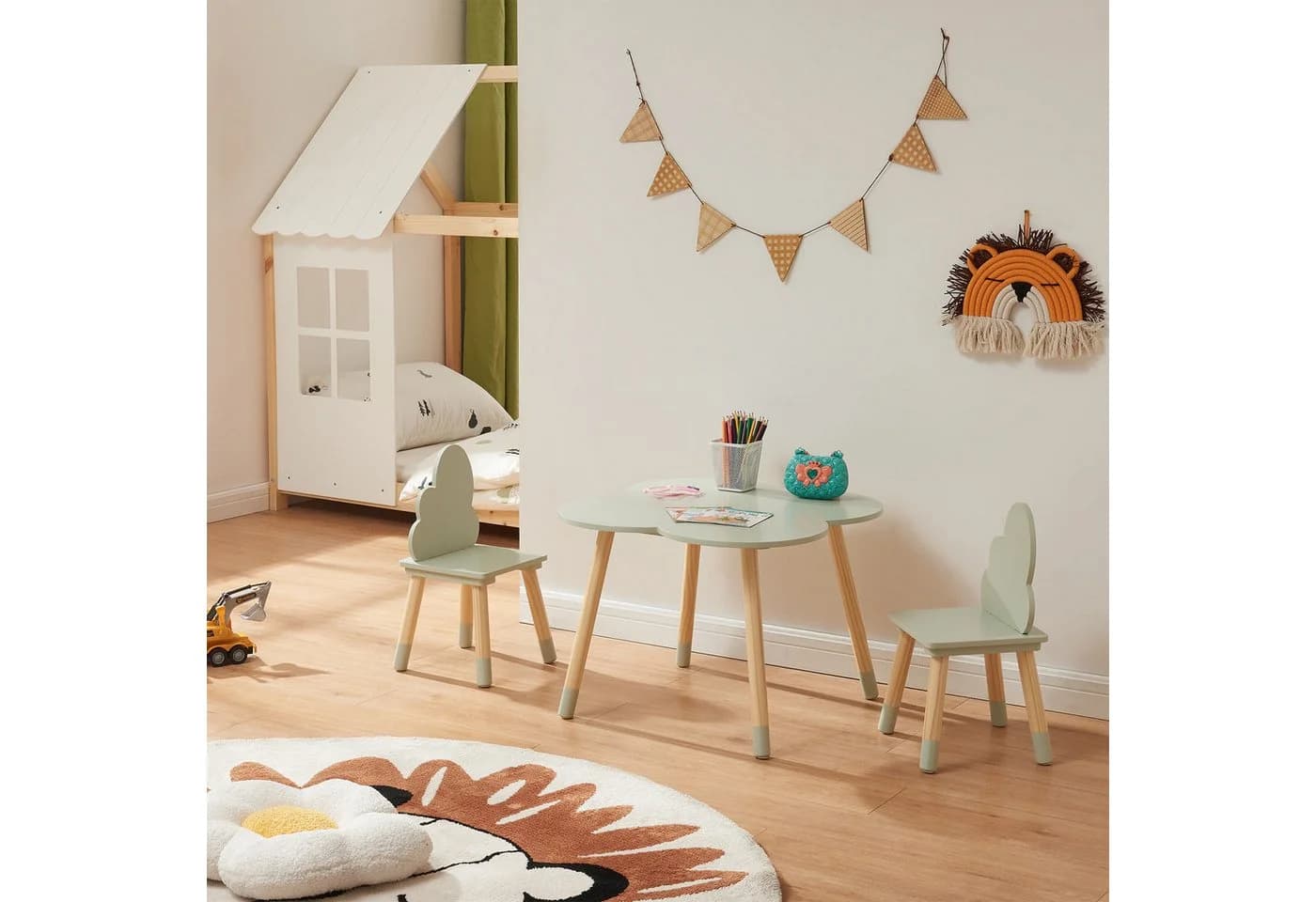 en.casa Kindersitzgruppe 3-tlg. Epim Wolkendesign Mintgrün - Bild 2